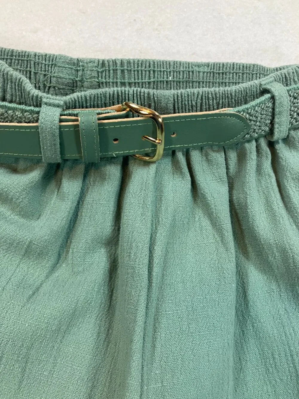 Alfred Dunner Womens Sage‎ Green Elastic Waist Belted Pants Size 8